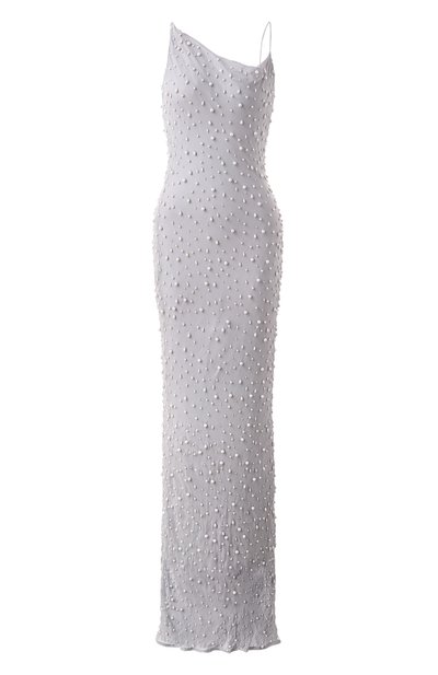 Шелковое платье ALBUS LUMEN серого цвета по цене 162500 руб., арт. AL.RT25.011.PEARLDRESS, фото 1 Шелковое платье ALBUS LUMEN, арт. AL.RT25.011.PEARLDRESS, фото 1