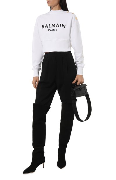 Хлопковый свитшот BALMAIN белого цвета по цене 79150 руб., арт. AF0J0040BB02, фото 2 Хлопковый свитшот BALMAIN, арт. AF0J0040BB02, фото 2