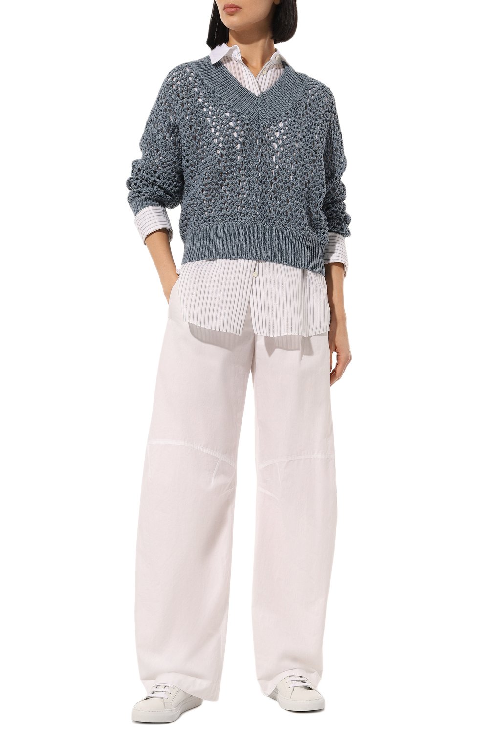 Хлопковый пуловер BRUNELLO CUCINELLI, арт. MJ0343602P, фото 2