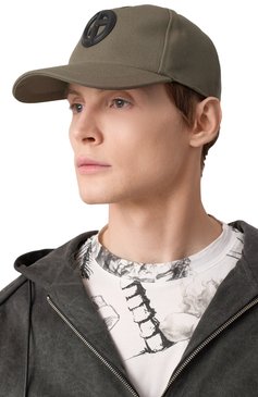 Мужская хлопковая бейсболка GIORGIO ARMANI хаки цвета, арт. GM001048/AF15165 | Фото 2 (Материал: Текстиль, Хлопок; Нос: Не проставлено)