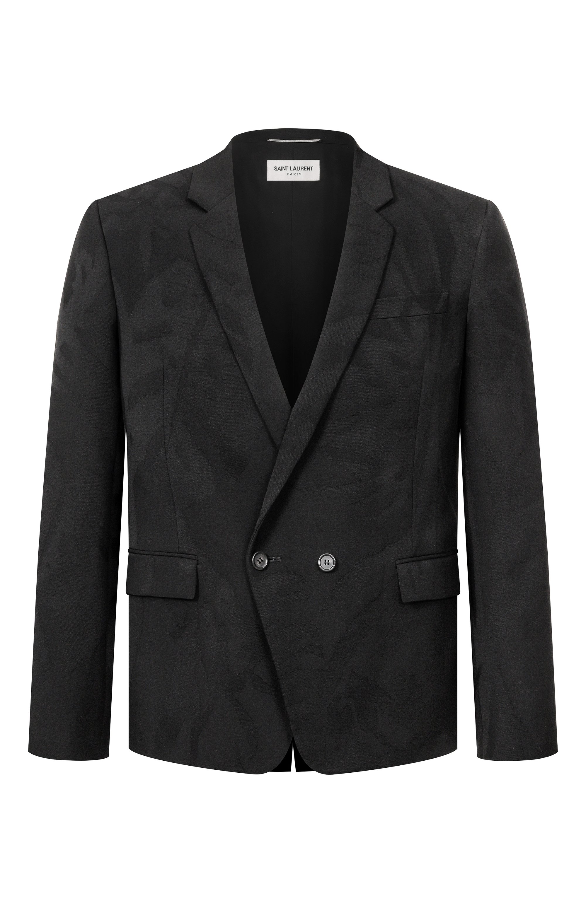 Шерстяной пиджак SAINT LAURENT черного цвета по цене 289500 руб., арт. 645177/Y1C71, фото 1 Шерстяной пиджак SAINT LAURENT, арт. 645177/Y1C71, фото 1