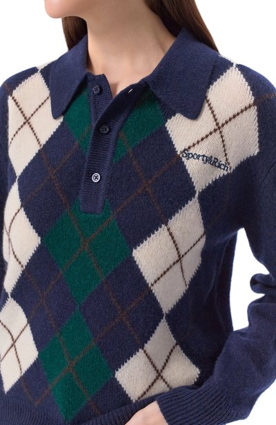 Поло из кашемира и шерсти SPORTY AND RICH, арт. WS07462300BL106, фото 5