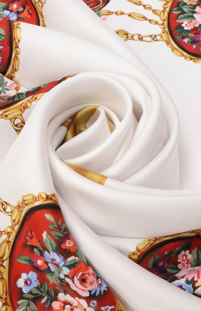 Шелковый платок DOLCE & GABBANA белого цвета по цене 69950 руб., арт. FN090R/GDDLK, фото 3 Шелковый платок DOLCE & GABBANA, арт. FN090R/GDDLK, фото 3