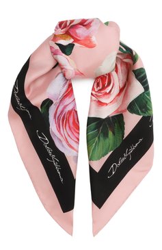 Женский шелковый платок DOLCE & GABBANA розового цвета, арт. FN092R/GDCUI | Фото 1 (Материал: Текстиль, Шелк; Нос: Не проставлено; Принт: С принтом)