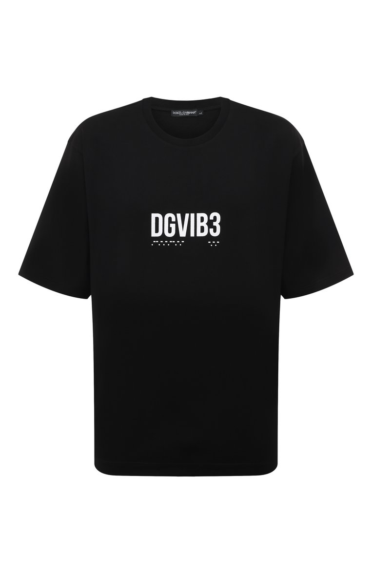 Мужская хлопковая футболка dgvib3 DOLCE & GABBANA черного цвета, арт. G8PB8T/G7K3F | Фото 1 (Драгоценные камни: Прост�авлено; Материал внешний: Хлопок; Рукава: Короткие, 3/4; Длина (для топов): Стандартные; Материал сплава: Проставлено; Принт: С принтом; Стили: Спорт-шик)