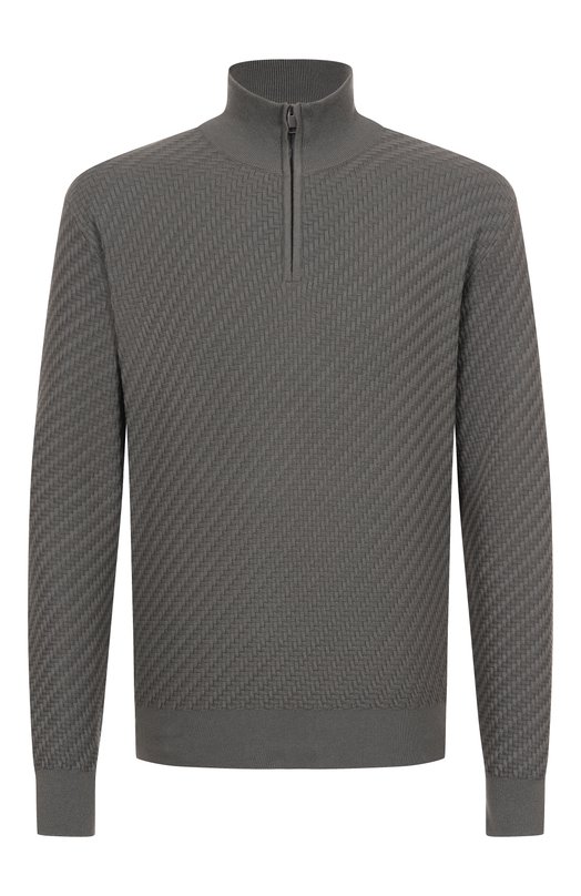 Джемпер из хлопка и шелка Brioni UMS70L-PAK22 Серый UMS70L-PAK22