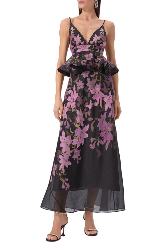 Платье изо льна и шелка Zimmermann 3495DS252 Чёрный  3495DS252 Фото 2