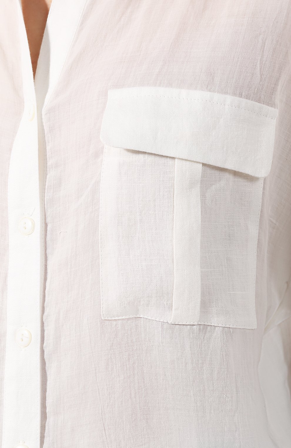 Льняная рубашка A MERE CO белого цвета по цене 33900 руб., арт. AMC-R20-G4-43, фото 5 Льняная рубашка A MERE CO, арт. AMC-R20-G4-43, фото 5