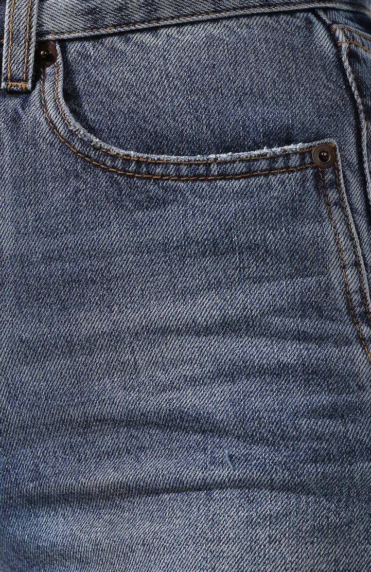 Женские джинсовые шорты с потертостями SAINT LAURENT синего цвета, арт. 550228/Y969T | Фото 5 (Материал внешний: Хлопок, Деним; Статус проверки: Проверено; Длина Ж (юбки, платья, шорты): Мини; Женское Кросс-КТ: Шорты-одежда; Кросс-КТ: Деним)