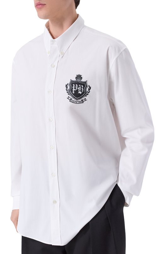 Хлопковая рубашка Balmain FH0HS496/CF43 Белый  FH0HS496/CF43 Фото 3