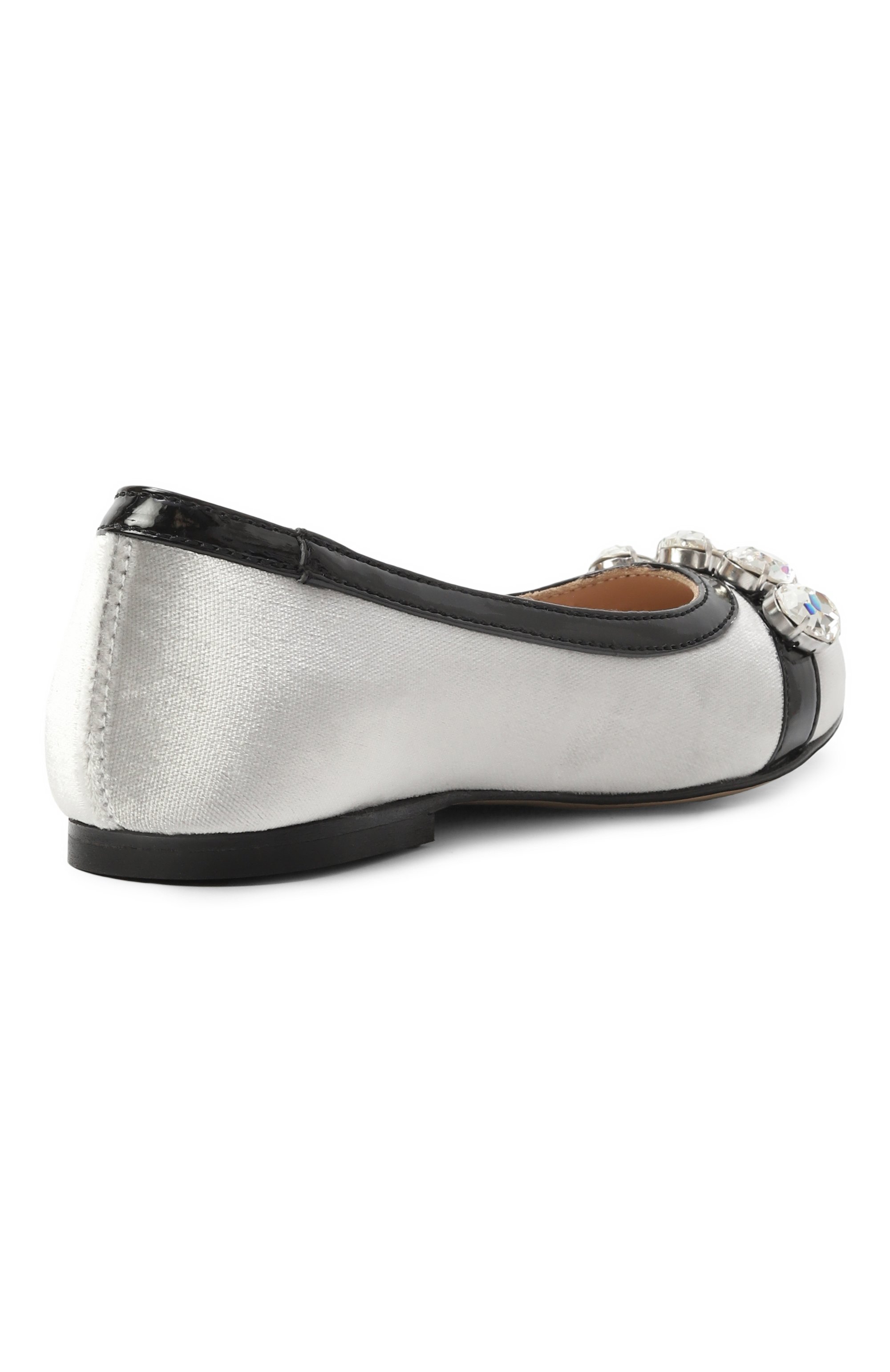 Бархатные балетки N21 серебряного цвета по цене 29950 руб., арт. 80906/28-35, фото 3 Бархатные балетки N21, арт. 80906/28-35, фото 3