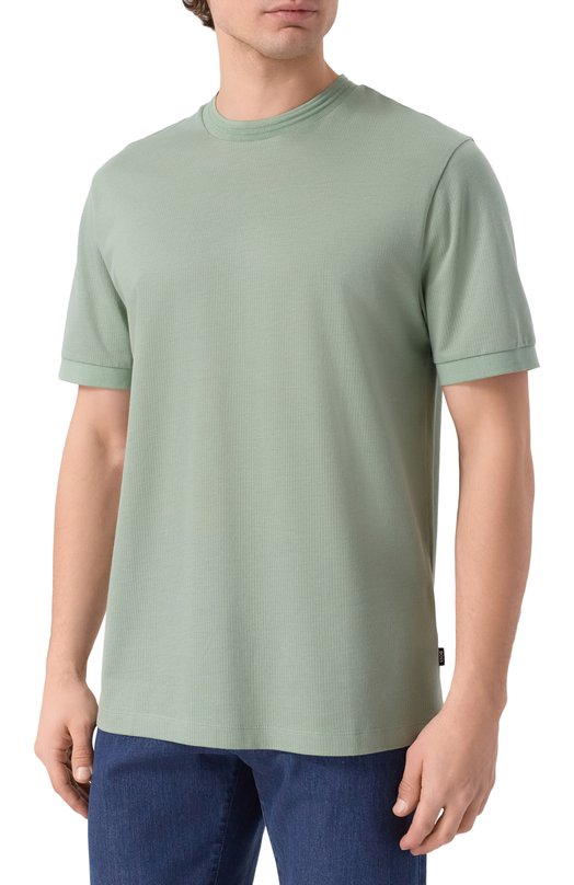 Футболка из хлопка и лиоцелла BOSS 50554626 Зелёный  50554626 Фото 3