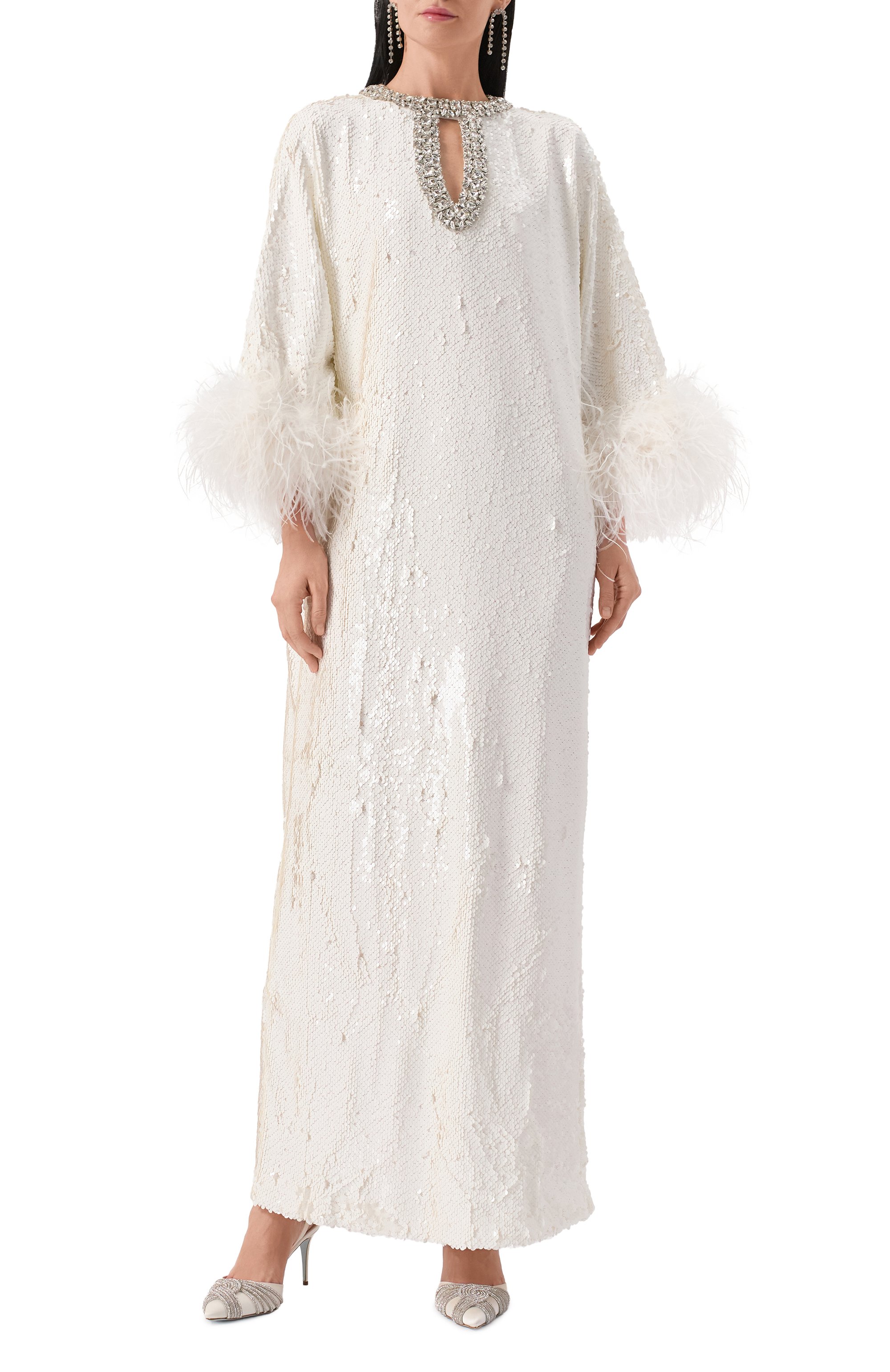 Платье с отделкой пайетками SELF-PORTRAIT, арт. RS25-301X-W, фото 3