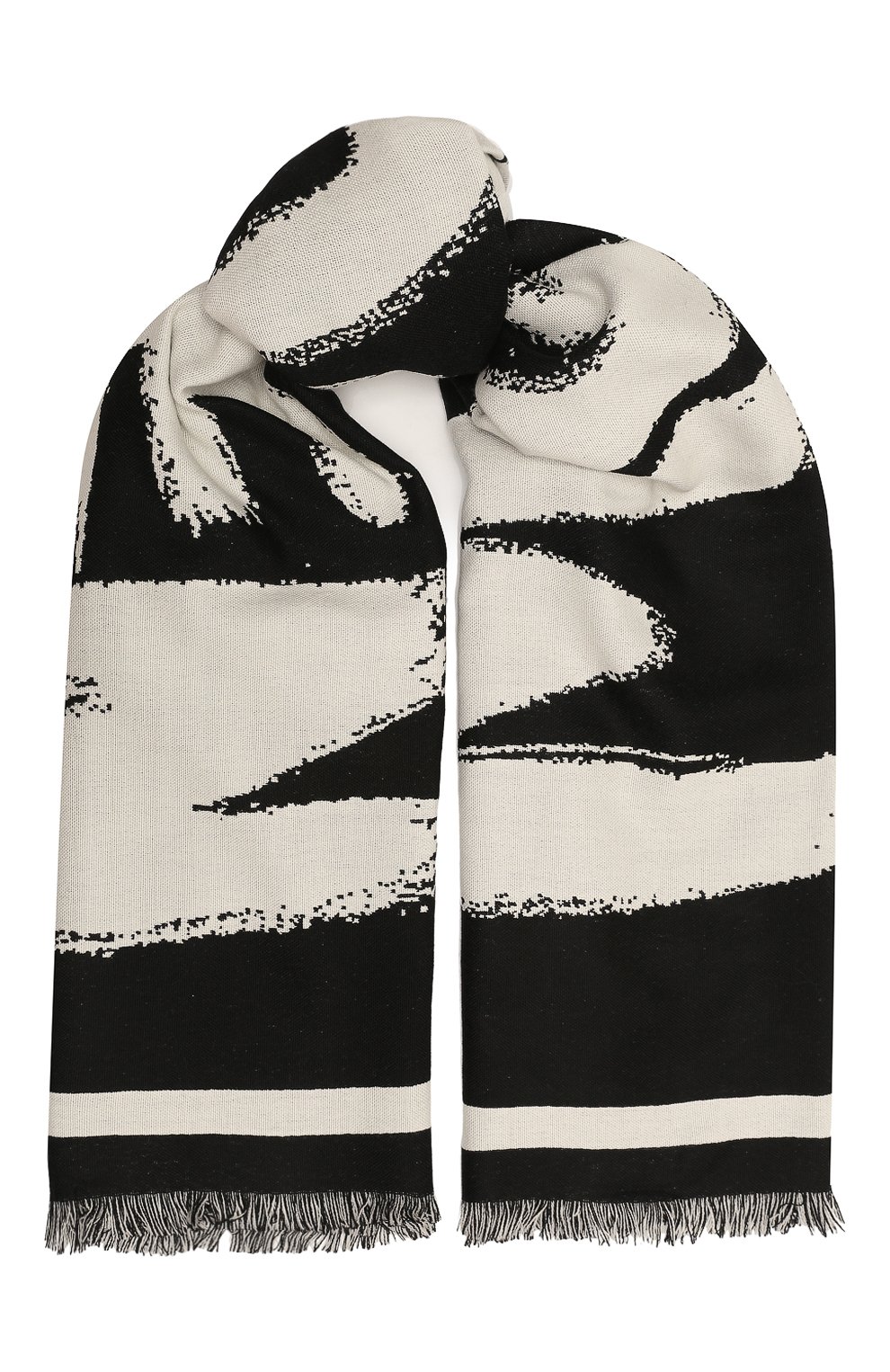 Шерстяной шарф ALEXANDER MCQUEEN черно-белого цвета по цене 67900 руб., арт. 679491 4200Q, фото 1 Шерстяной шарф ALEXANDER MCQUEEN, арт. 679491 4200Q, фото 1