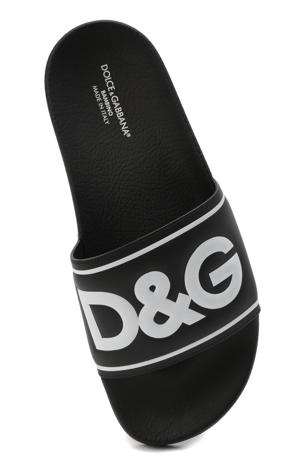 Кожаные шлепанцы DOLCE & GABBANA черного цвета по цене 22000 руб., арт. DD0318/A6E33/37-39, фото 4 Кожаные шлепанцы DOLCE & GABBANA, арт. DD0318/A6E33/37-39, фото 4