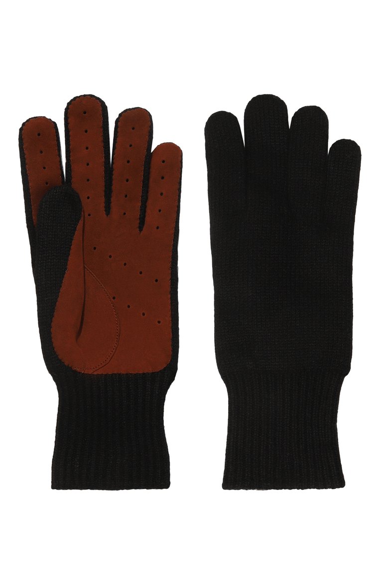 Мужские комбинированные перчатки BRUNELLO CUCINELLI черного цвета, арт. M2292118 | Фото 2 (Материал: Текстиль, Кашемир, Шерсть; Кросс-КТ: Трикотаж; Материал сплава: Проставлено; Нос: Не проставлено)