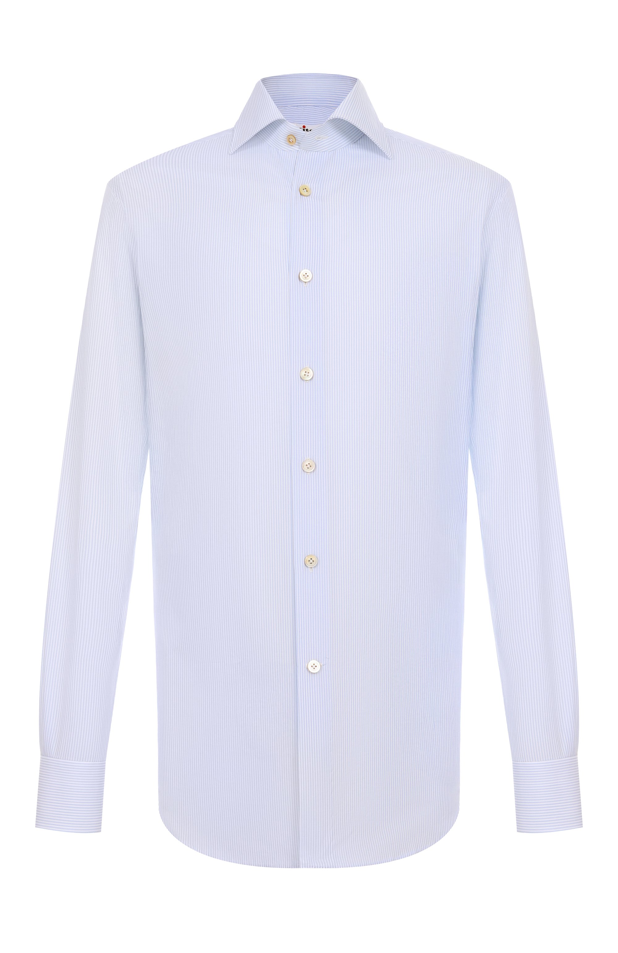 Хлопковая сорочка KITON голубого цвета по цене 69950 руб., арт. UCIH0929413, фото 1 Хлопковая сорочка KITON, арт. UCIH0929413, фото 1