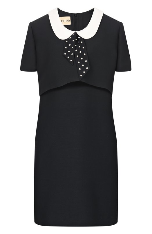 Платье из шерсти и шелка Valentino 8B3VAHZ1/1CF Чёрный 8B3VAHZ1/1CF