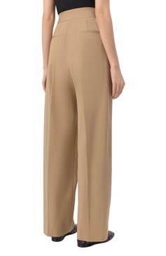 Женские хлопковые брюки MSGM бежевого цвета, арт. 3841MDP20/257138 | Фото 4 (Материал внешний: Хлопок; Женское Кросс-КТ: Брюки-одежда; Силуэт Ж (брюки и джинсы): Прямые; Стили: Кэжуэл; Длина (брюки, джинсы): Стандартные)
