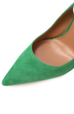 Женские замшевые туфли bow tie 105 AQUAZZURA зеленого цвета, арт. DENHIGP0-SUE-F00 | Фото 7 (Каблук высота: Высокий; Материал внутренний: Натуральная кожа; Подошва: Плоская; Материал внешний: Натуральная кожа, Замша; Каблук тип: Шпилька)