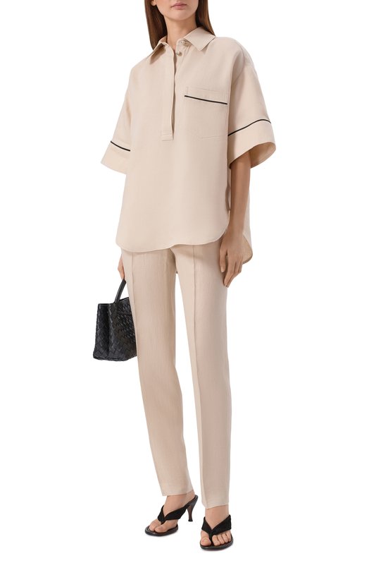 Льняная рубашка Agnona TD1109E/U3049E Бежевый  TD1109E/U3049E Фото 2