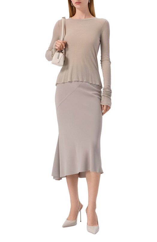 Лонгслив из вискозы и шелка Rick Owens RP02E4209/RC Серый  RP02E4209/RC Фото 2