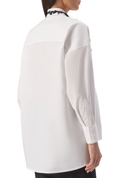 Женская хлопковая рубашка DOLCE & GABBANA белого цвета, арт. F5T39T/GDB80 | Фото 4 (Рукава: Длинные; Материал внешний: Хлопок; Длина (для топов): Удлиненные; Женское Кросс-КТ: Рубашка-одежда; Принт: Без принта; Стили: Классический; Размерность: Товар большемерит; Автоматизация ТО: Проставлено; Автоматизация состава: Проставлено)
