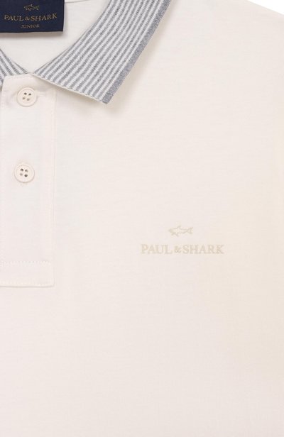 Хлопковое поло PAUL & SHARK JUNIOR молочного цвета по цене 14700 руб., арт. WU0002/LAA01, фото 3 Хлопковое поло PAUL & SHARK JUNIOR, арт. WU0002/LAA01, фото 3