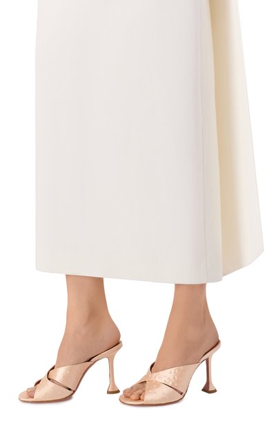 Атласные мюли salma 95 AMINA MUADDI, арт. SALMA SLIPPER 95/EMB0SSED 0STRICH SATIN, фото 2