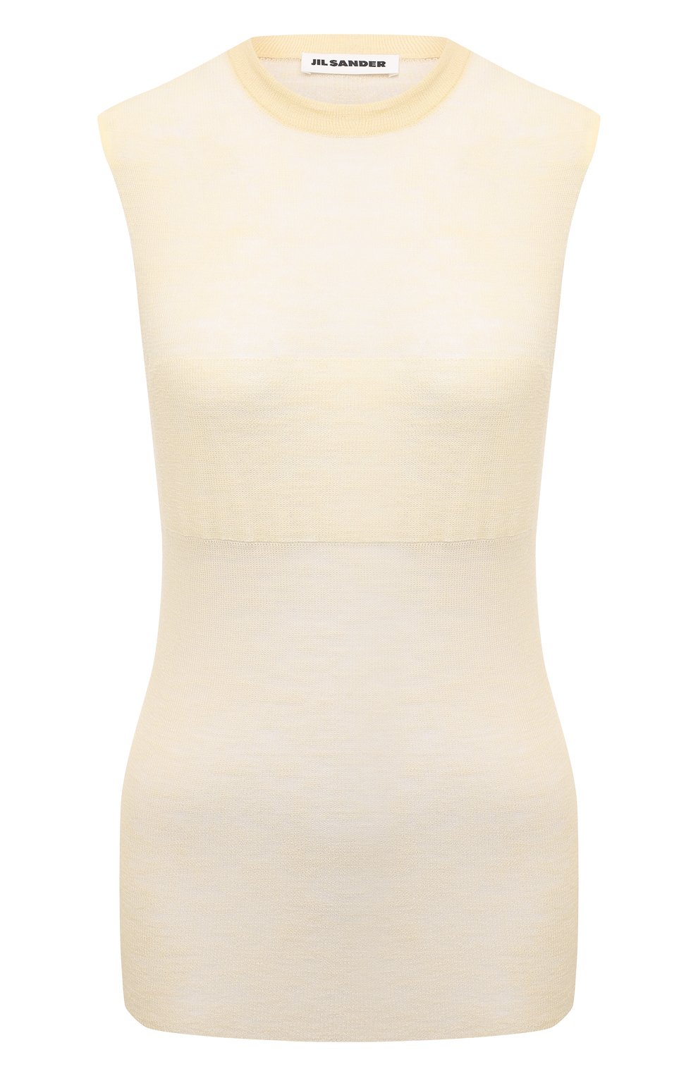 Шерстяной топ JIL SANDER желтого цвета по цене 79950 руб., арт. JSWS754303-WSY21298, фото 1 Шерстяной топ JIL SANDER, арт. JSWS754303-WSY21298, фото 1