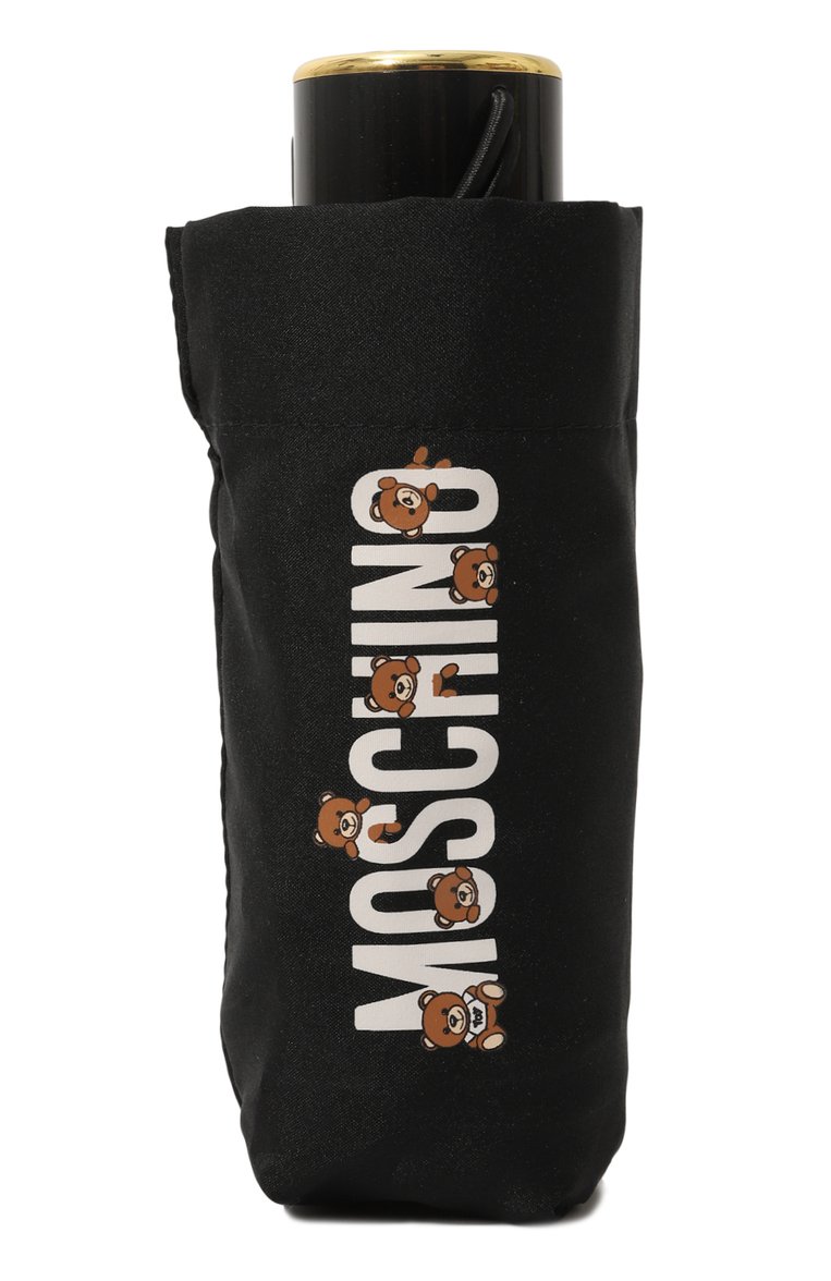 Женский складной зонт MOSCHINO черного цвета, арт. 8432 SUPERMINI | Фото 5 (Нос: Не проставлено; Материал сплава: Проставлено; Материал: Текстиль, Синтетический материал, Металл; Тематический товар: Teddy Bear)