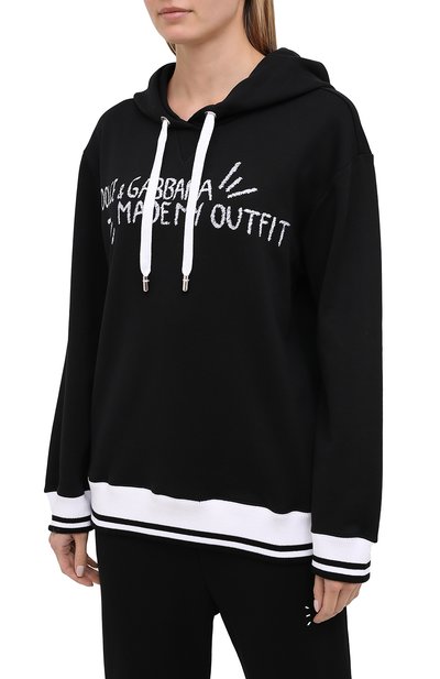 Хлопковое худи DOLCE & GABBANA черного цвета по цене 85100 руб., арт. F9I51Z/G7XHX, фото 3 Хлопковое худи DOLCE & GABBANA, арт. F9I51Z/G7XHX, фото 3