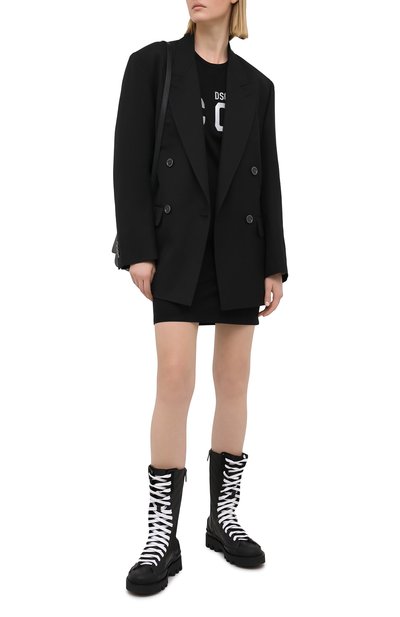 Хлопковое платье DSQUARED2 черного цвета по цене 29950 руб., арт. S80CT0008/S23009, фото 2 Хлопковое платье DSQUARED2, арт. S80CT0008/S23009, фото 2