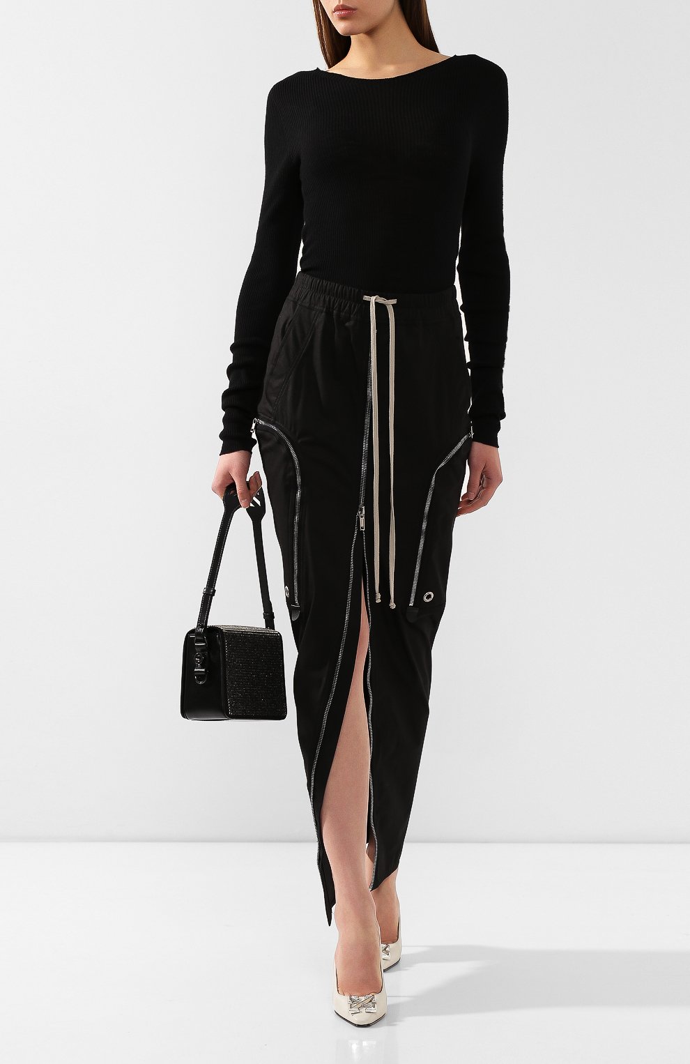 Шерстяной пуловер RICK OWENS черного цвета по цене 33600 руб., арт. RP20S1621/RIBM, фото 2 Шерстяной пуловер RICK OWENS, арт. RP20S1621/RIBM, фото 2