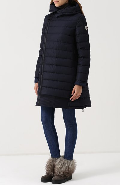 Стеганый пуховик с косой молнией и капюшоном MONCLER, арт. C2-093-49315-85-54155, фото 4
