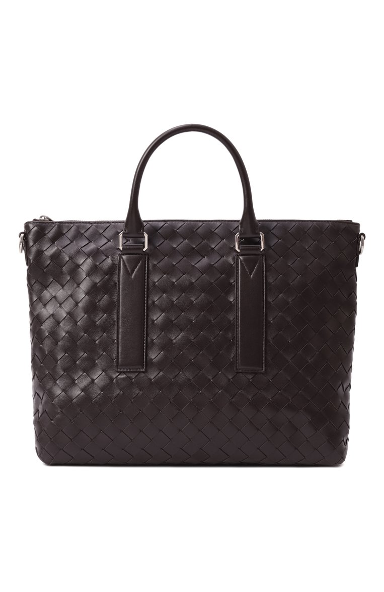 Мужская портфель intrecciato soft BOTTEGA VENETA темно-коричневого цвета, арт. 815784/V2HL1 | Фото 1 (Размер: large; Материал сплава: Проставлено; Драгоценные камни: Проставлено; Ремень/цепочка: На ремешке; Материал: Натуральная кожа; Сумки-технические: Портфели)