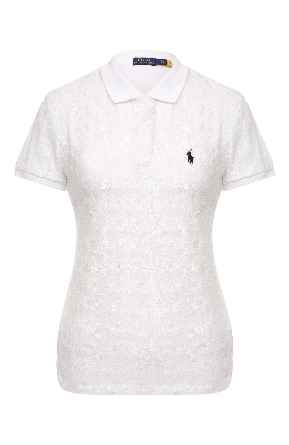 Хлопковое поло с отделкой пайетками POLO RALPH LAUREN, арт. 211814481, фото 1