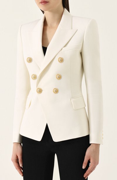 Приталенный двубортный жакет с контрастными пуговицами BALMAIN, арт. 127212/167L, фото 3