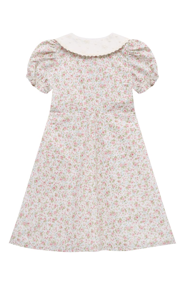 Детское хлопковое платье DESIGNERS CAT кремового цвета, арт. 100000K01001582 L0UL0U DRESS/10A-12A | Фото 2 (Материал подклада: Хлопок; Рукава: Короткие; Материал внешний: Хлопок; Девочки Кросс-КТ: Платье-одежда; Случай: Повседневный; Ростовка одежда: 10 - 11 лет | 140 - 146см, 12 лет | 152 см)