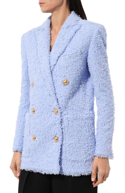 Жакет BALMAIN голубого цвета по цене 313500 руб., арт. AF0SH013XC67, фото 3 Жакет BALMAIN, арт. AF0SH013XC67, фото 3