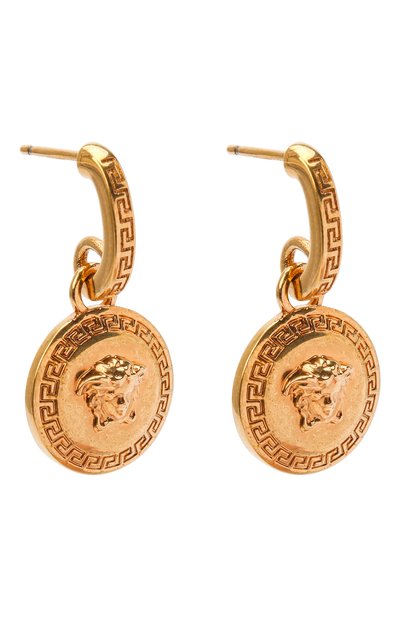 Серьги с логотипом бренда VERSACE золотого цвета по цене 45800 руб., арт. DG2G410/DJMT, фото 3 Серьги с логотипом бренда VERSACE, арт. DG2G410/DJMT, фото 3