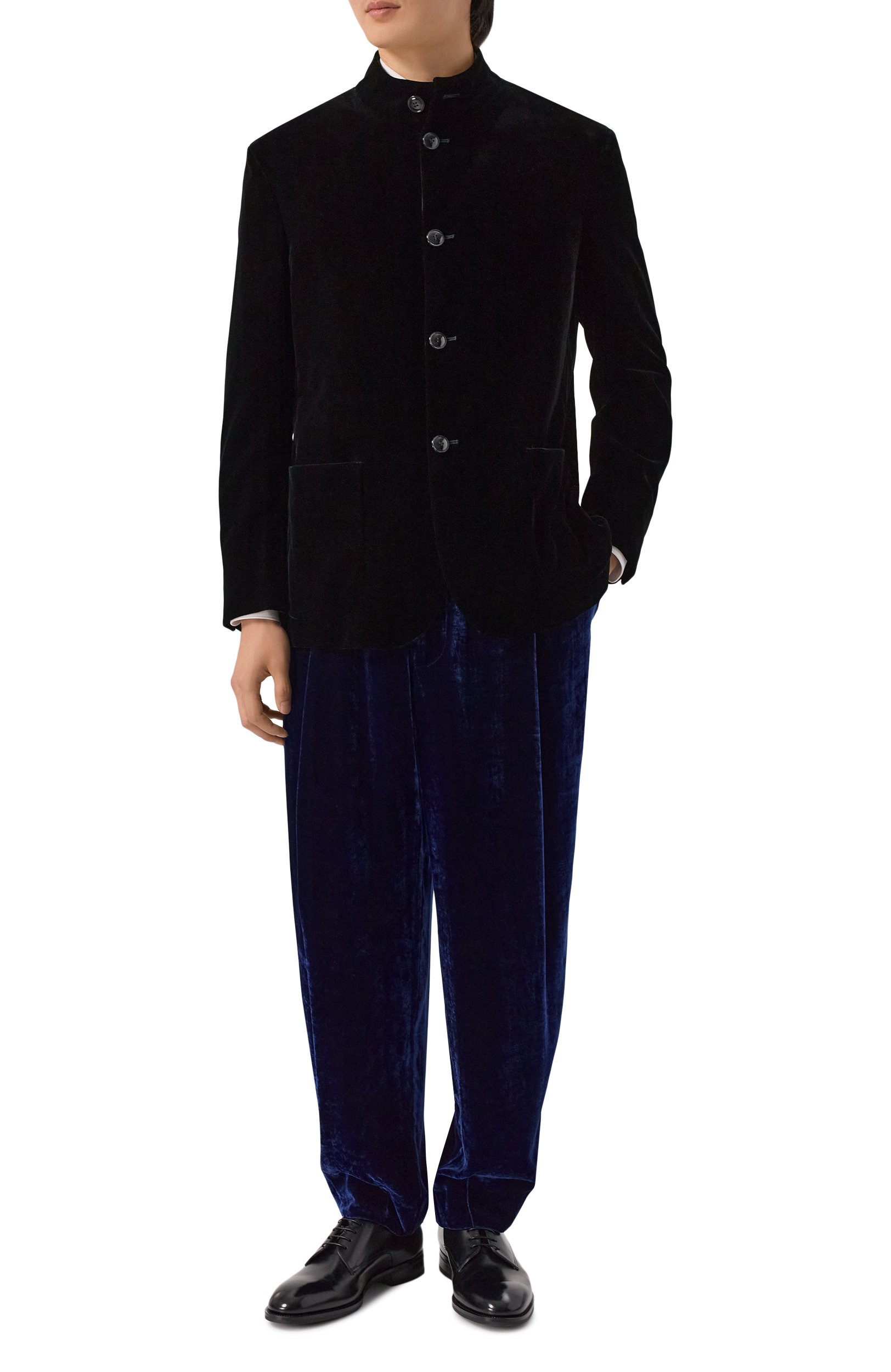 Бархатные брюки GIORGIO ARMANI темно-синего цвета по цене 212500 руб., арт. GM004458/TE23963, фото 2 Бархатные брюки GIORGIO ARMANI, арт. GM004458/TE23963, фото 2