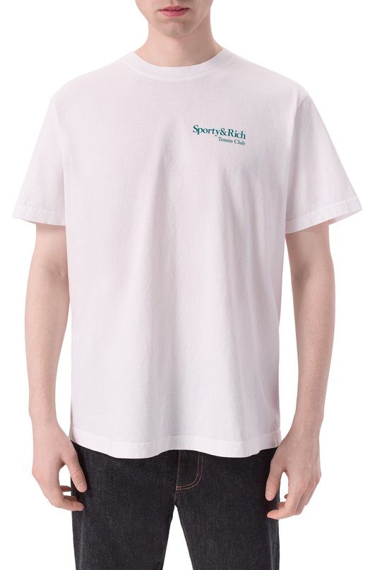 Хлопковая футболка Sporty and Rich T0043621425WH01 Белый  T0043621425WH01 Фото 3