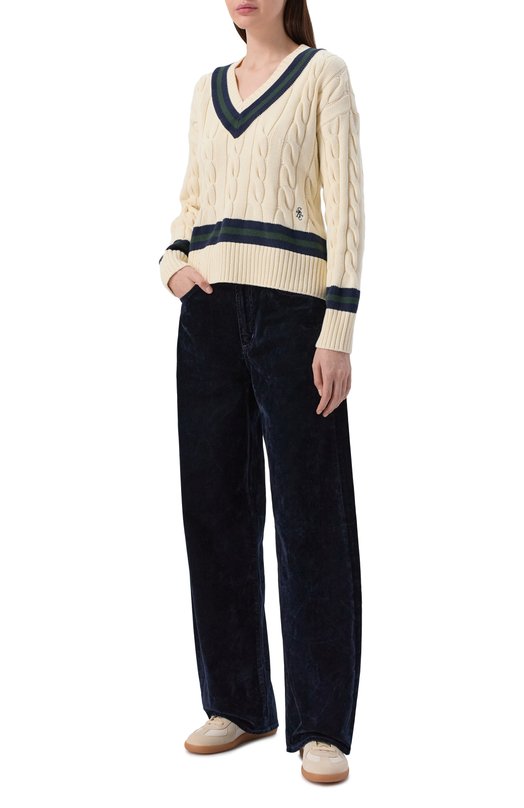 Хлопковый свитер Sporty and Rich WS06561302WH64 Кремовый  WS06561302WH64 Фото 2