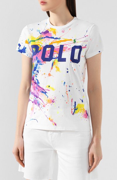 Хлопковая футболка POLO RALPH LAUREN разноцветного цвета по цене 10400 руб., арт. 211780289, фото 3 Хлопковая футболка POLO RALPH LAUREN, арт. 211780289, фото 3