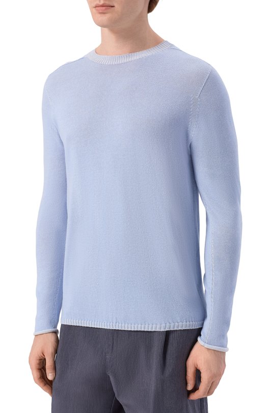 Джемпер из хлопка и кашемира Hannes Roether B0L10IDE.101.101 Голубой  B0L10IDE.101.101 Фото 3