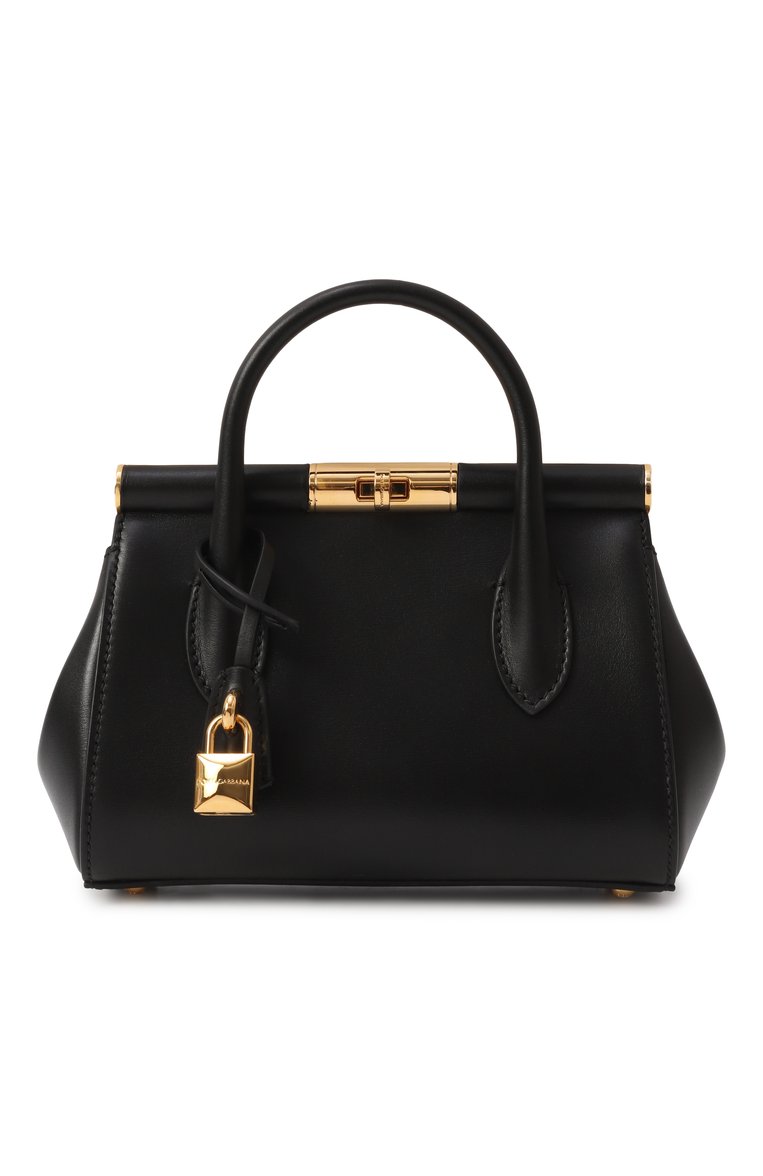 Женская сумка marlene small DOLCE & GABBANA черного цвета, арт. BB7744/A3G19 | Фото 6 (Размер: small; Материал сплава: Проставлено; Драгоценные камни: Проставлено; Ремень/цепочка: На ремешке; Материал: Натуральная кожа)