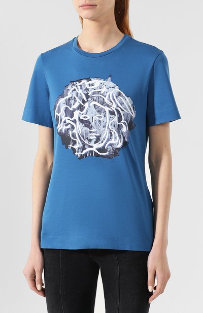 Хлопковая футболка VERSACE синего цвета по цене 43650 руб., арт. A82508/A228806, фото 3 Хлопковая футболка VERSACE, арт. A82508/A228806, фото 3