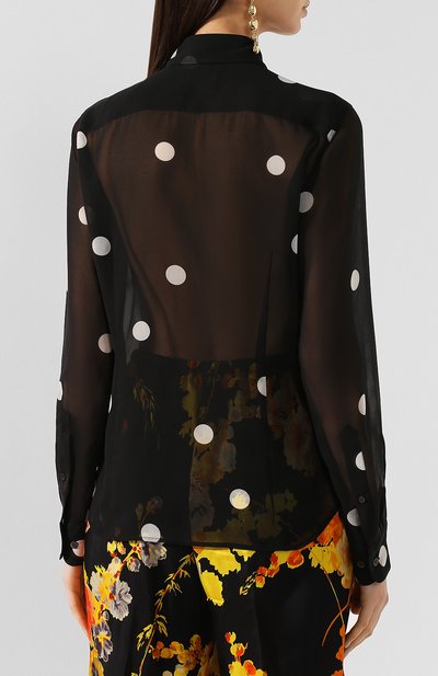 Блузка в горох DRIES VAN NOTEN черного цвета по цене 68850 руб., арт. 201-18641-9421, фото 4 Блузка в горох DRIES VAN NOTEN, арт. 201-18641-9421, фото 4