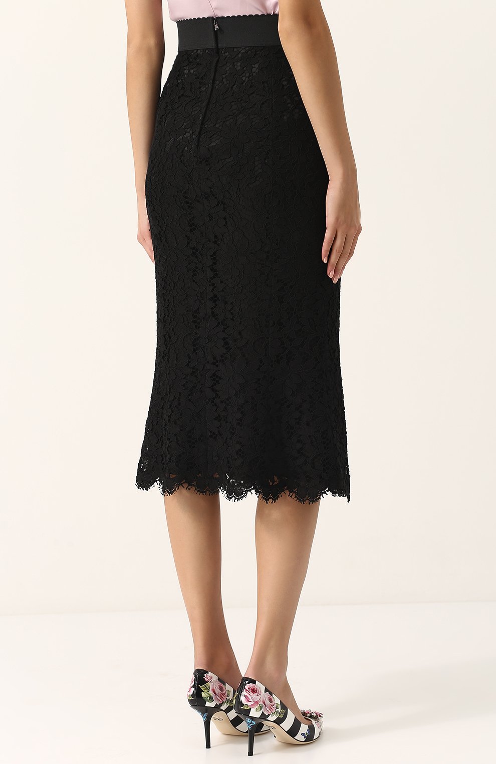 Однотонная кружевная юбка-миди DOLCE & GABBANA, арт. F4A6CT/HLMCL, фото 4